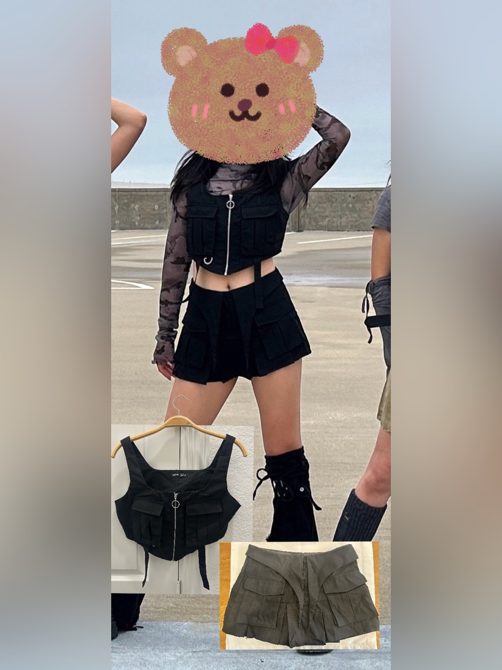 Black pleated skort
